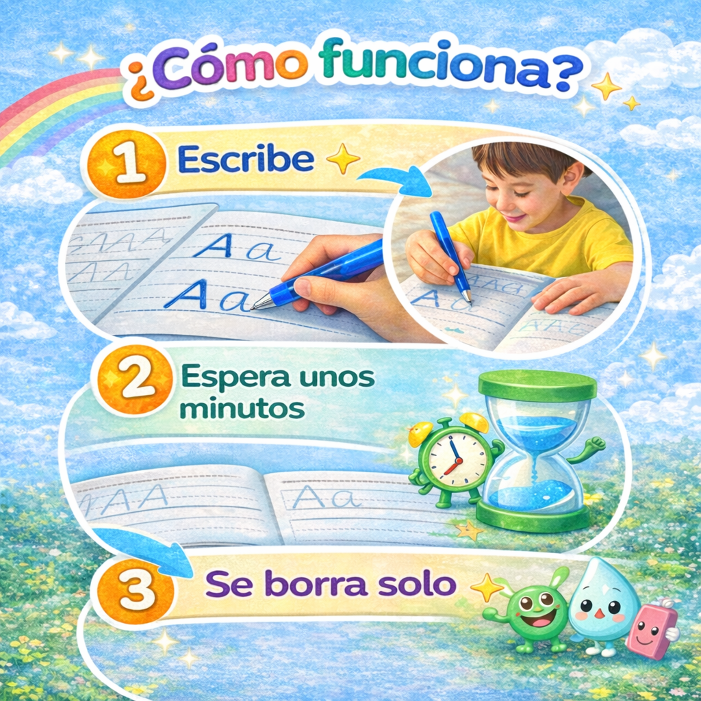 TrazoPro Kids™ – Set de 4 Cuadernos de Caligrafía Reutilizables ✏️📚